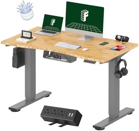 Whole-Piece Standing Desk with Clamp Power Strip, 55 x 28 — Standing Desk, FLEXISPOT