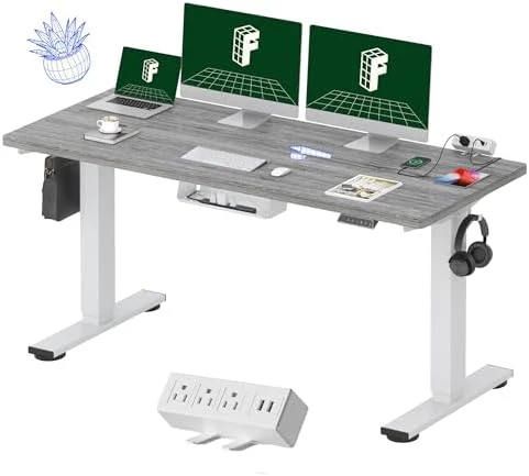 Whole-Piece Standing Desk with Clamp Power Strip, 55 x 28 — Standing Desk, FLEXISPOT
