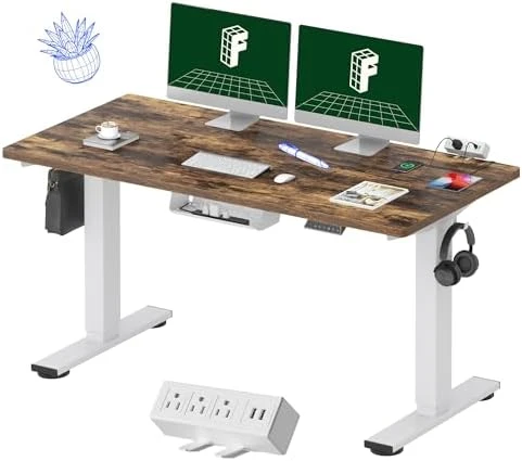 Whole-Piece Standing Desk with Clamp Power Strip, 55 x 28 — Standing Desk, FLEXISPOT