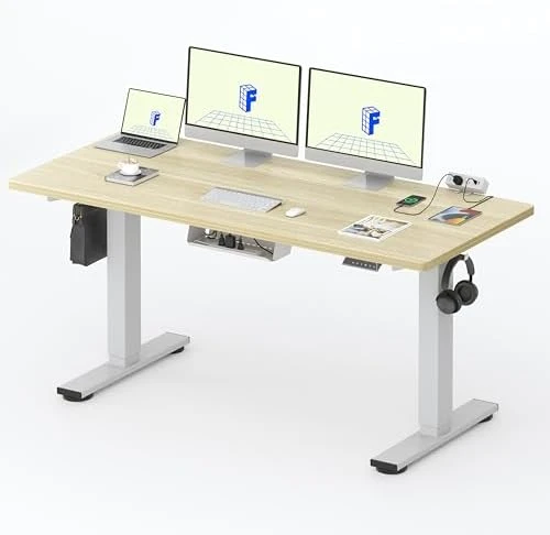 Whole-Piece Standing Desk with Clamp Power Strip, 55 x 28 — Standing Desk, FLEXISPOT