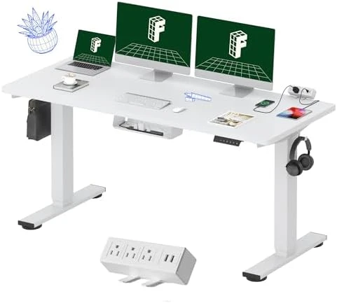 Whole-Piece Standing Desk with Clamp Power Strip, 55 x 28 — Standing Desk, FLEXISPOT