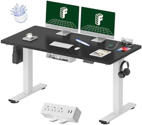 Whole-Piece Standing Desk with Clamp Power Strip, 55 x 28 — Standing Desk, FLEXISPOT