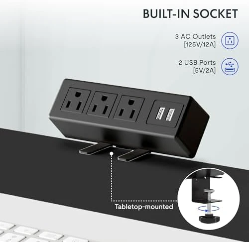 Whole-Piece Standing Desk with Clamp Power Strip, 48x24" — Standing Desk, FLEXISPOT