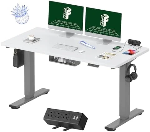 Whole-Piece Standing Desk with Clamp Power Strip, 48x24" — Standing Desk, FLEXISPOT