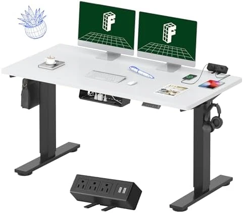 Whole-Piece Standing Desk with Clamp Power Strip, 48x24" — Standing Desk, FLEXISPOT