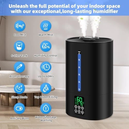 6L Top Fill Humidifier with Warm and Cool Mist — Humidifier, Coolfiqu