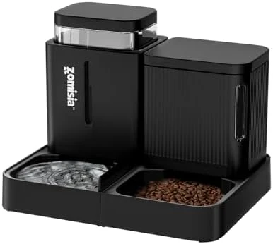 Automatic Cat Feeder and Water Dispenser Set, 2 in 1 Gravity Food Dispenser — Automatic Pet Feeder, ZOMISIA