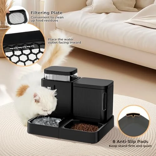 Automatic Cat Feeder and Water Dispenser Set, 2 in 1 Gravity Food Dispenser — Automatic Pet Feeder, ZOMISIA