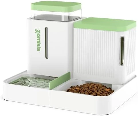 Automatic Cat Feeder and Water Dispenser Set, 2 in 1 Gravity Food Dispenser — Automatic Pet Feeder, ZOMISIA