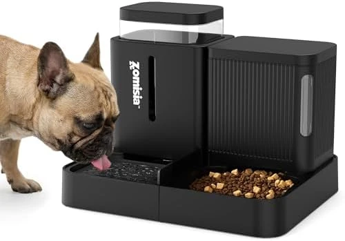 Automatic Cat Feeder and Water Dispenser Set, 2 in 1 Gravity Food Dispenser — Automatic Pet Feeder, ZOMISIA