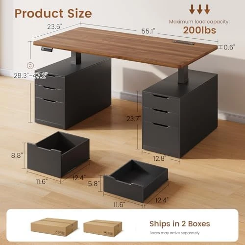Electric Standing Desk with 6 Drawers — Standing Desk, SEDETA