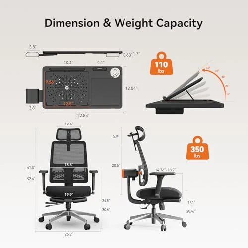 Ergonomic Office Chair with Adaptive Lumbar Support, Footrest, 4D Armrest, Adjustable Seat Depth & Height — Smart Chairs, NEWTRAL