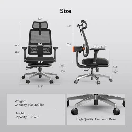 Ergonomic Office Chair with Adaptive Lumbar Support, Footrest, 4D Armrest, Adjustable Seat Depth & Height — Smart Chairs, NEWTRAL