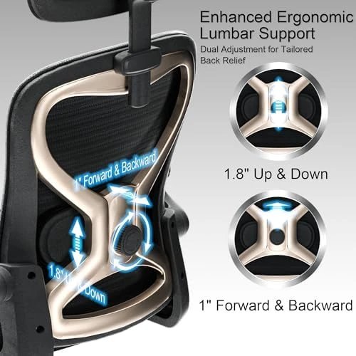 Ergonomic Office Chair with Mesh and Gold Accents — Smart Chairs, CASASIO