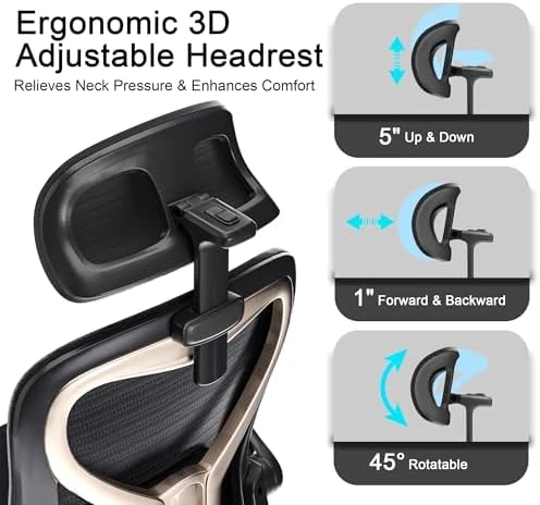 Ergonomic Office Chair with Mesh and Gold Accents — Smart Chairs, CASASIO