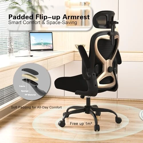 Ergonomic Office Chair with Mesh and Gold Accents — Smart Chairs, CASASIO
