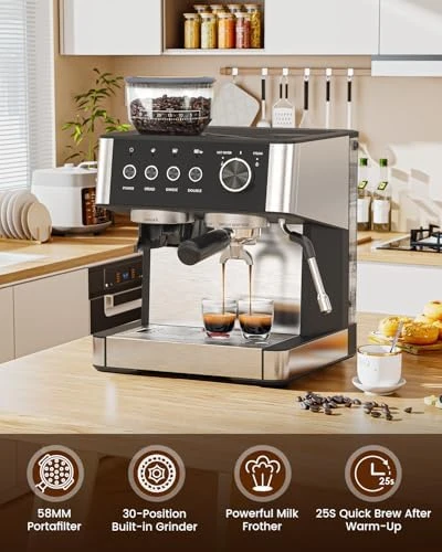 Espresso Machine with Grinder — Coffee Maker, Electactic