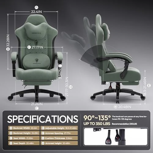 Gaming Chair with Heated Massage Lumbar Support — Massage Chairs, Dowinx