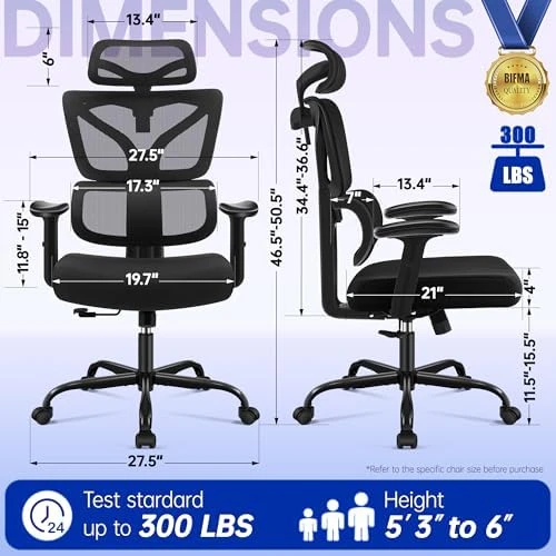 High Back Mesh Office Chair with Lumbar Support — Smart Chairs, Hayelf