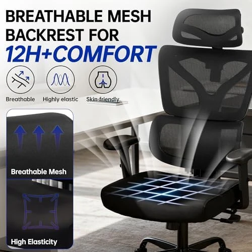 High Back Mesh Office Chair with Lumbar Support — Smart Chairs, Hayelf
