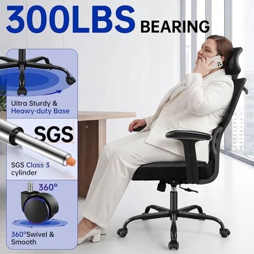 High Back Mesh Office Chair with Lumbar Support — Smart Chairs, Hayelf