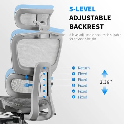 Mesh Ergonomic Office Chair with Footrest — Smart Chairs, hujusko