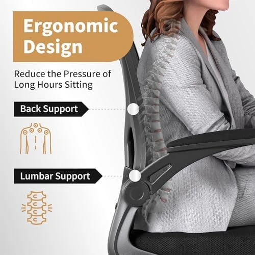 Mesh Office Chair with Flip-up Arms and Lumbar Support — Smart Chairs, Youhauchair