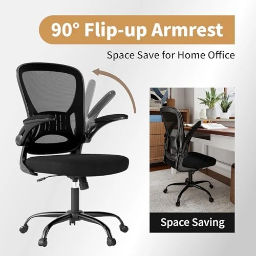 Mesh Office Chair with Flip-up Arms and Lumbar Support — Smart Chairs, Youhauchair