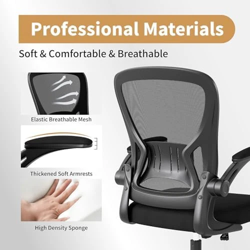 Mesh Office Chair with Flip-up Arms and Lumbar Support — Smart Chairs, Youhauchair