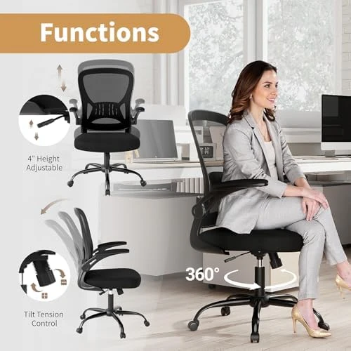 Mesh Office Chair with Flip-up Arms and Lumbar Support — Smart Chairs, Youhauchair