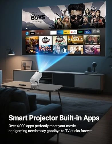 Mini Projector with WiFi 6 and Bluetooth 5.2 — Smart Projector, Truzcn