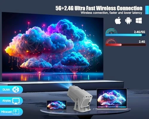 Mini Projector with Wifi and Bluetooth, Built-in Apps, Portable Smart 1080P Projector with 4K Support, Auto Keystone,... — Smart Projector, Magcubic