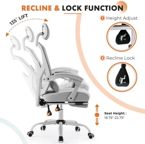 Office Computer Desk Chair with Footrest — Smart Chairs, Sweetcrispy