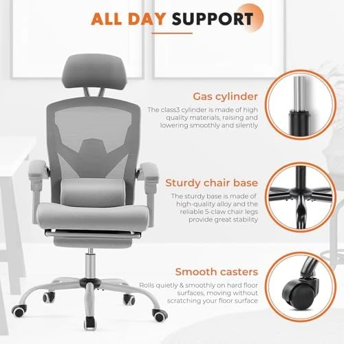 Office Computer Desk Chair with Footrest — Smart Chairs, Sweetcrispy