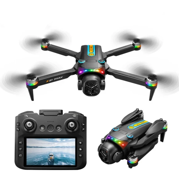 WiFi FPV Drone with LCD Screen Controller, HD Dual Camera, Servo Gimbal, Optical Flow Positioning — Drone, XKJ