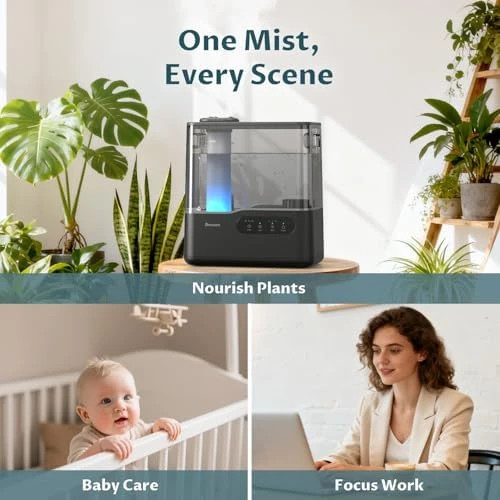 5L Large Room Humidifier with Essential Oil Tray and Mood Light — Humidifier, BREEZOME