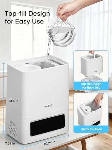 6L Humidifier for Bedroom, Cool Mist, Smart Sensor — Humidifier, FOHERE