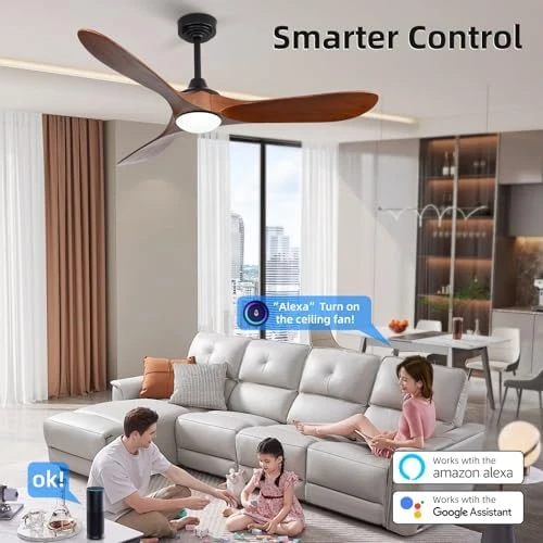 Outdoor Ceiling Fan with Light and Remote via WiFi Alexa — Smart Fan, Homlit