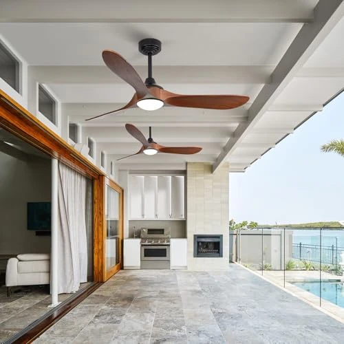 Outdoor Ceiling Fan with Light and Remote via WiFi Alexa — Smart Fan, Homlit