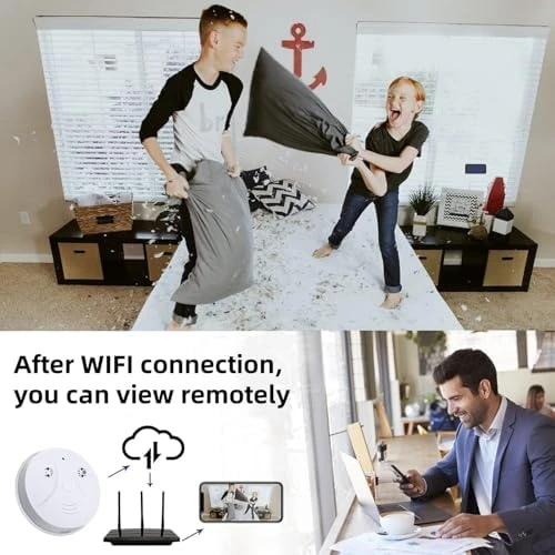 Smart Wireless WiFi Camera Smoke Detector Hidden Camera 1080P Video — Security Camera, eovas