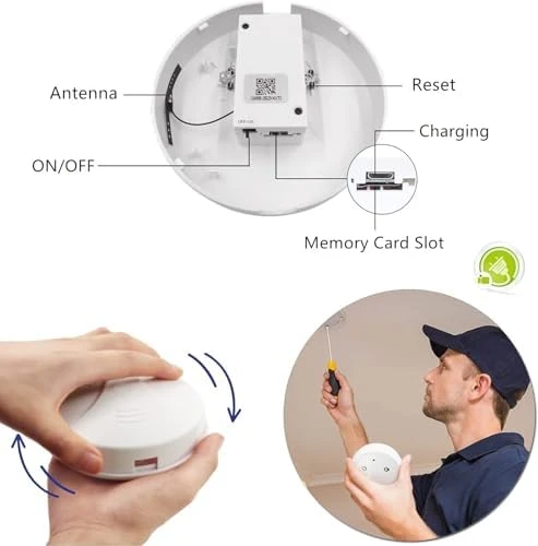 Smart Wireless WiFi Camera Smoke Detector Hidden Camera 1080P Video — Security Camera, eovas
