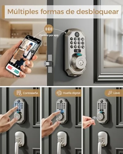 WiFi Smart Lock with Camera - Keyless Entry Deadbolt with Handle Set, 5-in-1 Camera+Doorbell+Fingerprint+Keypad, App... — Smart Lock, Arpha