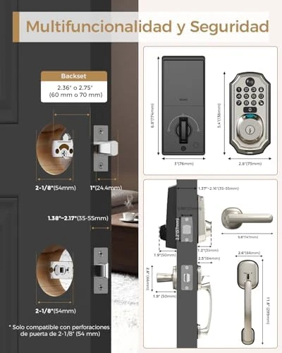 WiFi Smart Lock with Camera - Keyless Entry Deadbolt with Handle Set, 5-in-1 Camera+Doorbell+Fingerprint+Keypad, App... — Smart Lock, Arpha