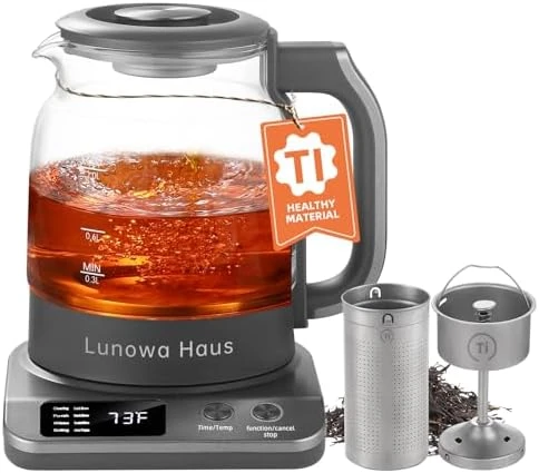 120V Titanium & Glass Electric Tea Kettle — Electric Kettle, Lunowa Haus
