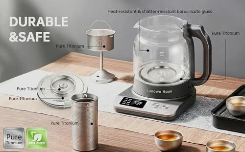 120V Titanium & Glass Electric Tea Kettle — Electric Kettle, Lunowa Haus