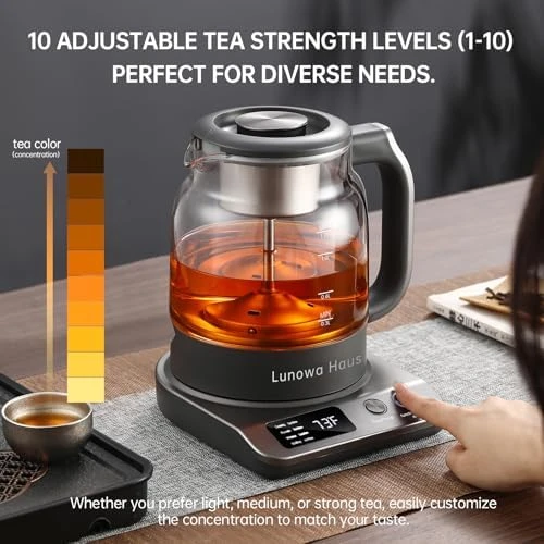 120V Titanium & Glass Electric Tea Kettle — Electric Kettle, Lunowa Haus