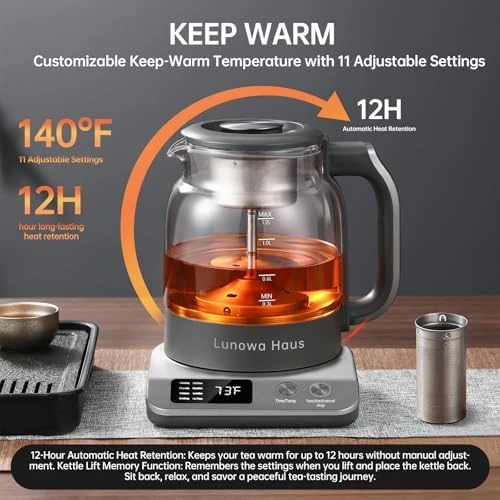120V Titanium & Glass Electric Tea Kettle — Electric Kettle, Lunowa Haus