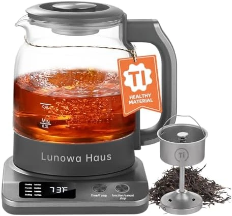 120V Titanium & Glass Electric Tea Kettle — Electric Kettle, Lunowa Haus
