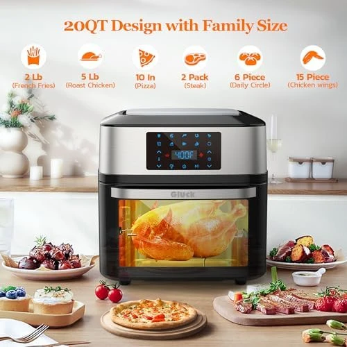 Air Fryer Oven Large 20 QT, 10-in-1 Toaster Oven Air Fryer Combo with Window for Family — Air Fryer, Gluck