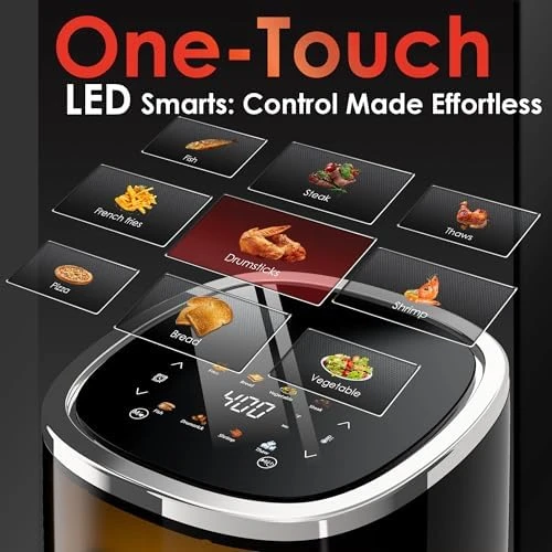 Compact Air Fryer 9-in-1 with Smart Digital Color TouchScreen — Air Fryer, Whuto